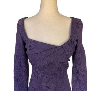 Vintage Y2K Tuleh Purple Jacquard Fitted Dress Wiggle Sheath Small